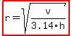 highlight%28r+=+sqrt%28v%2F3.14h%29%29