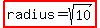 highlight%28radius=sqrt%2810%29%29
