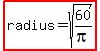 highlight%28radius=sqrt%2860%2Fpi%29%29