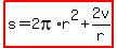 highlight%28s=2pi%2Ar%5E2%2B2v%2Fr%29