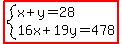 highlight%28system%28x%2By=28%2C16x%2B19y=478%29%29