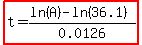 highlight%28t=%28ln%28A%29-ln%2836.1%29%29%2F0.0126%29