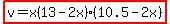highlight%28v=x%2813-2x%29%2810.5-2x%29%29
