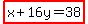 highlight%28x%2B16y=38%29