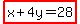 highlight%28x%2B4y=28%29