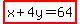highlight%28x%2B4y=64%29