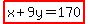 highlight%28x%2B9y=170%29