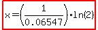 highlight%28x=%281%2F0.06547%29ln%282%29%29