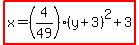 highlight%28x=%284%2F49%29%28y%2B3%29%5E2%2B3%29