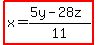 highlight%28x=%285y-28z%29%2F11%29