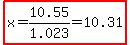 highlight%28x=10.55%2F1.023=10.31%29