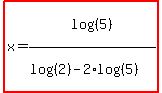 highlight%28x=log%28%285%29%29%2F%28log%28%282%29%29-2%2Alog%28%285%29%29%29%29