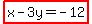 highlight%28x-3y=-12%29
