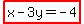 highlight%28x-3y=-4%29