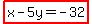 highlight%28x-5y=-32%29