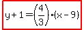 highlight%28y%2B1=%284%2F3%29%28x-9%29%29