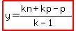highlight%28y=%28kn%2Bkp-p%29%2F%28k-1%29%29