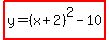 highlight%28y=%28x%2B2%29%5E2-10%29