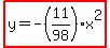 highlight%28y=-%2811%2F98%29x%5E2%29