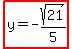 highlight%28y=-sqrt%2821%29%2F5%29