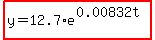 highlight%28y=12.7%2Ae%5E%280.00832t%29%29