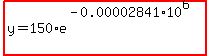 highlight%28y=150%2Ae%5E%28-0.00002841%2A10%5E6%29%29