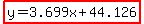 highlight%28y=3.699x%2B44.126%29