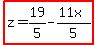highlight%28z++=+19%2F5+-+%2811x%29%2F5%29