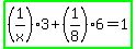 highlight_green%28%281%2Fx%29%2A3%2B%281%2F8%296=1%29