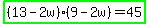 highlight_green%28%2813-2w%29%289-2w%29=45%29