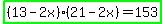 highlight_green%28%2813-2x%29%2821-2x%29=153%29