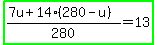 highlight_green%28%287u%2B14%28280-u%29%29%2F280=13%29