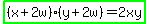 highlight_green%28%28x%2B2w%29%28y%2B2w%29=2xy%29