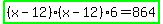 highlight_green%28%28x-12%29%28x-12%296=864%29
