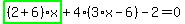 highlight_green%28+%282%2B6%29%2Ax+%29%2B4%2A%283%2Ax-6%29-2=0
