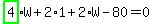 \"highlight_green%28+4+%29%2AW%2B2%2A1%2B2%2AW-80=0\"