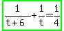 highlight_green%281%2F%28t%2B6%29%2B1%2Ft=1%2F4%29