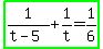 highlight_green%281%2F%28t-5%29%2B1%2Ft=1%2F6%29