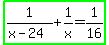highlight_green%281%2F%28x-24%29%2B1%2Fx=1%2F16%29