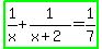 highlight_green%281%2Fx%2B1%2F%28x%2B2%29=1%2F7%29