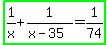 highlight_green%281%2Fx%2B1%2F%28x-35%29=1%2F74%29