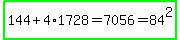 highlight_green%28144%2B4%2A1728=7056=84%5E2%29