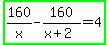 highlight_green%28160%2Fx-160%2F%28x%2B2%29=4%29