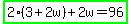 highlight_green%282%2A%283%2B2w%29%2B2w=96%29