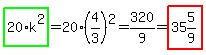highlight_green%2820%2Ak%5E2%29=20%284%2F3%29%5E2=320%2F9=highlight%2835%265%2F9%29