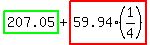 highlight_green%28207.05%29%2Bhighlight%2859.94%2A%281%2F4%29%29