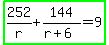 highlight_green%28252%2Fr%2B144%2F%28r%2B6%29=9%29