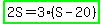 highlight_green%282S+=+3%28S+-+20%29%29