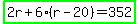 highlight_green%282r%2B6%28r-20%29=352%29