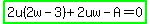 highlight_green%282u%282w-3%29%2B2uw-A=0%29